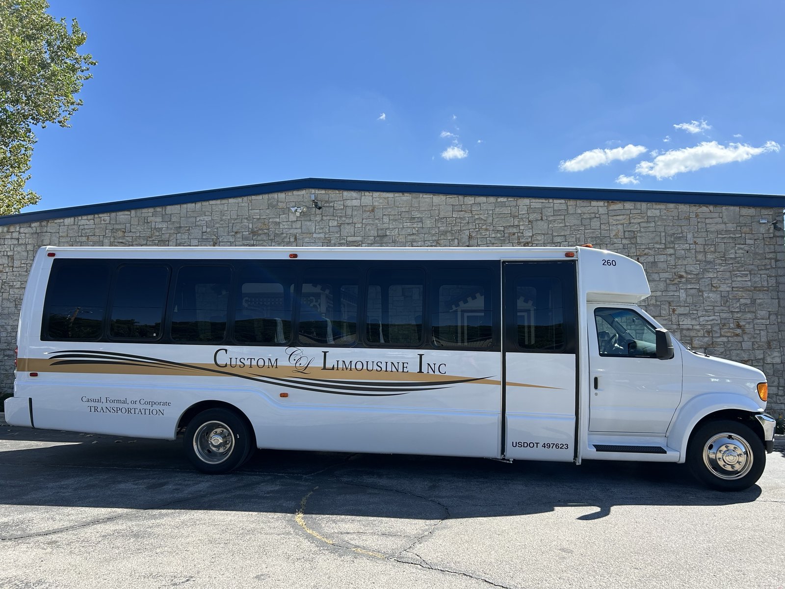 Luxury mini coach from the Custom Limousine fleet, Bonner Springs, Kansas